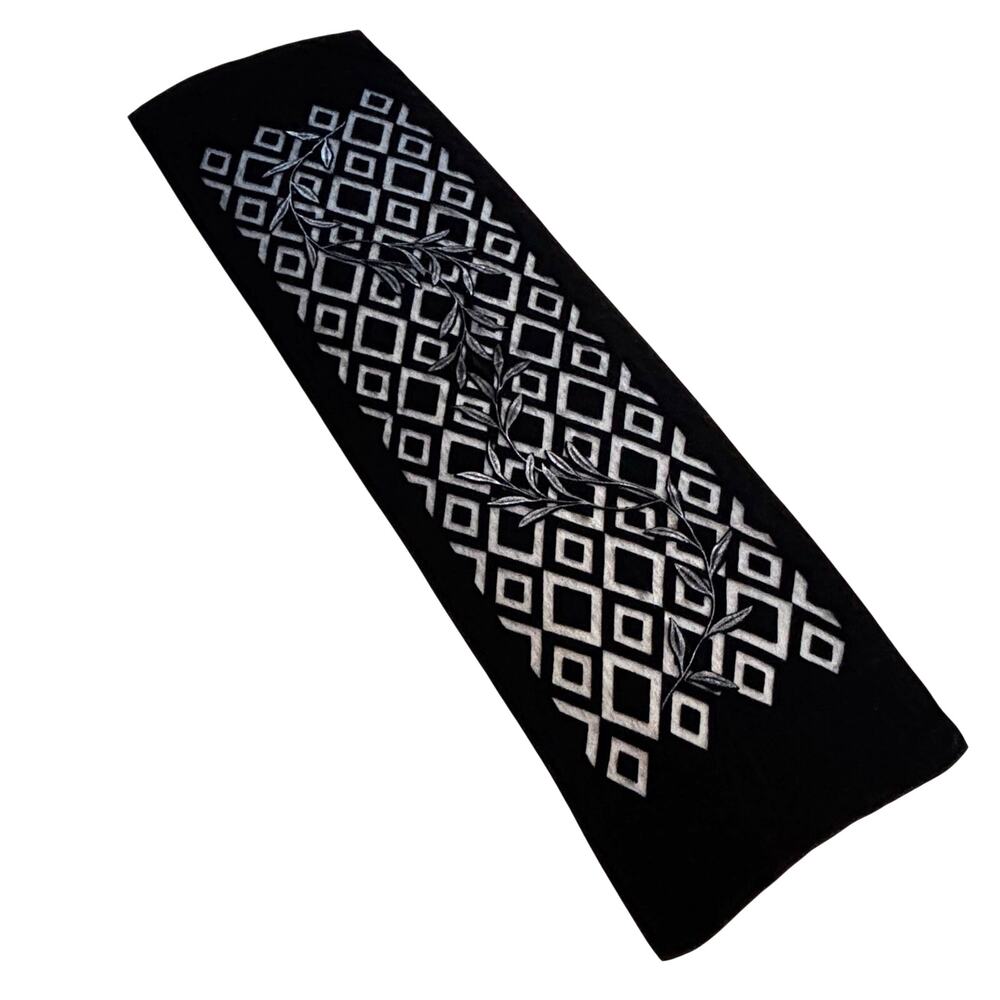 Roberta di Camerino Velvet & silk burnout wrap shawl black silver organic floral